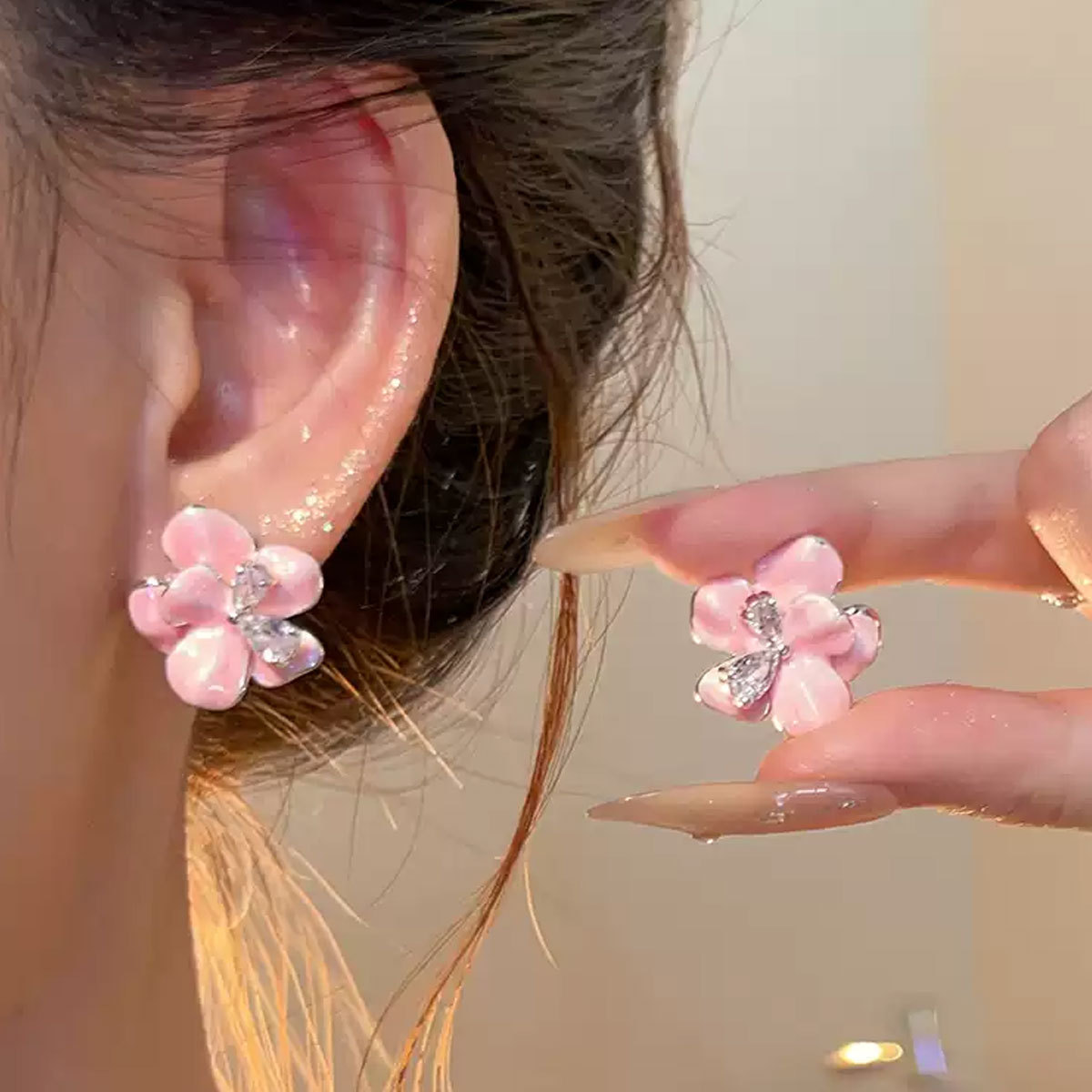 Cercei cu picături de ulei dulce și răcoros în stil coreean pentru femei, cercei la modă din zirconiu versatil, accesorii elegante pentru urechi de nișă