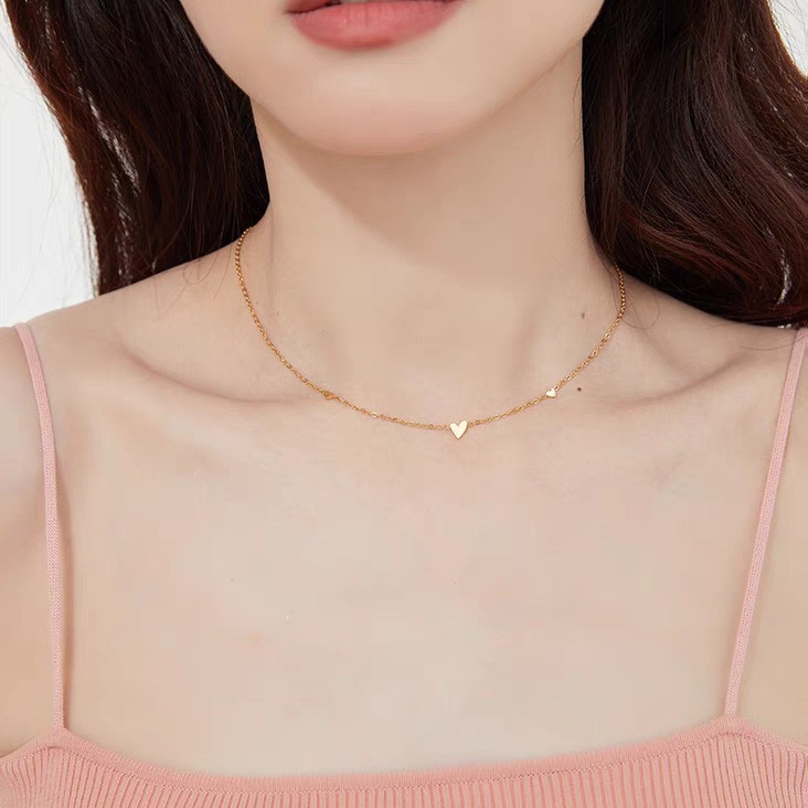 Beautiful 18K Gold-Filled Heart Fashion Necklace, Light Luxury Niche High-End Clavicle Chain