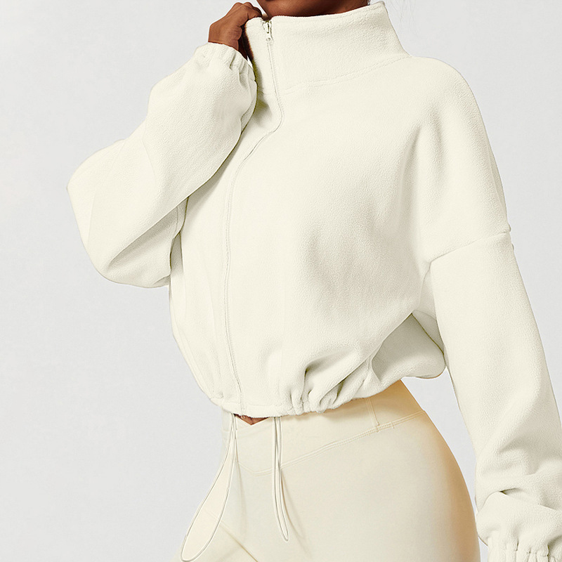 Winter Fleece-lined Thickened Sports Jacket Women's Olympic Grain Fleece Collar Top Loose Sweatshirt Outdoor Fitness Casual Jacket — image 6 of 9