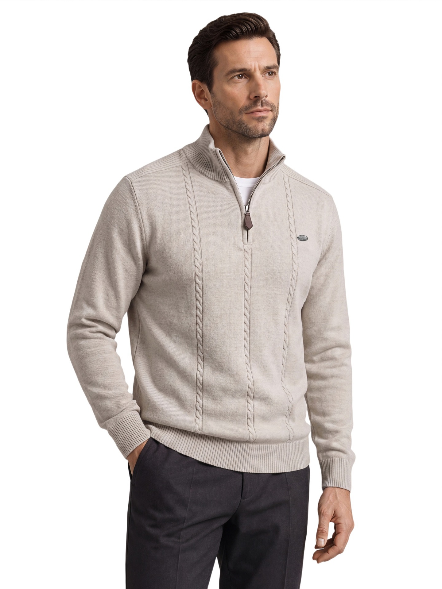 Half-Zip Stand Collar Sweater