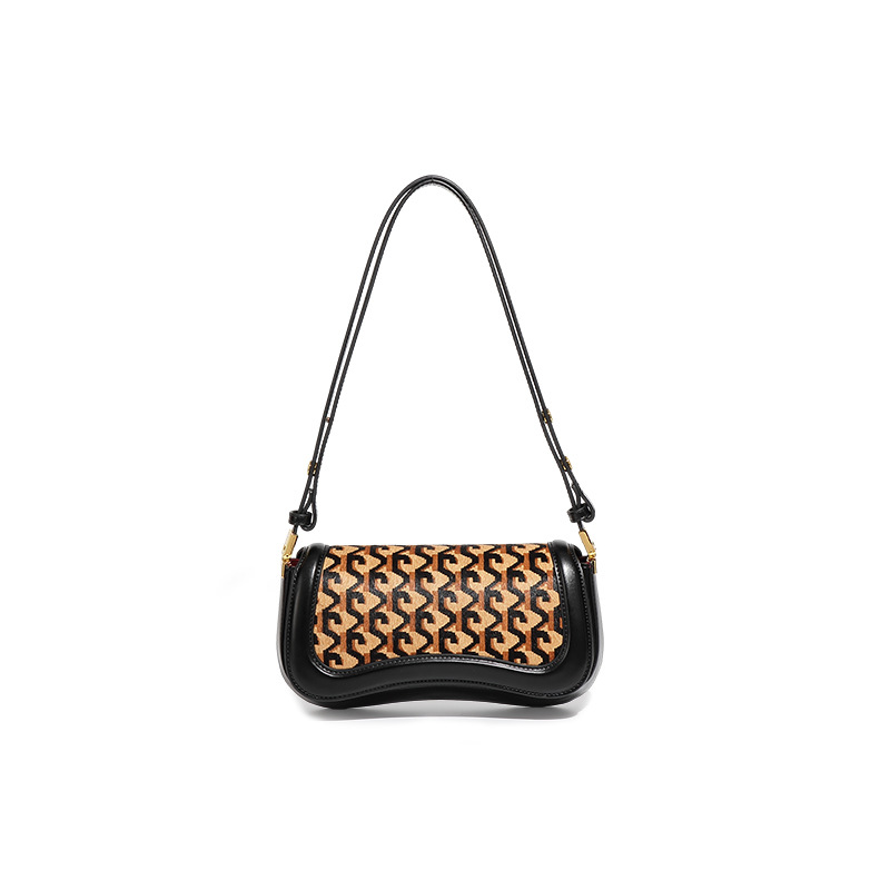 Sac Sous-bras Femme Rétro Cuir Véritable — Motif Léopard 2