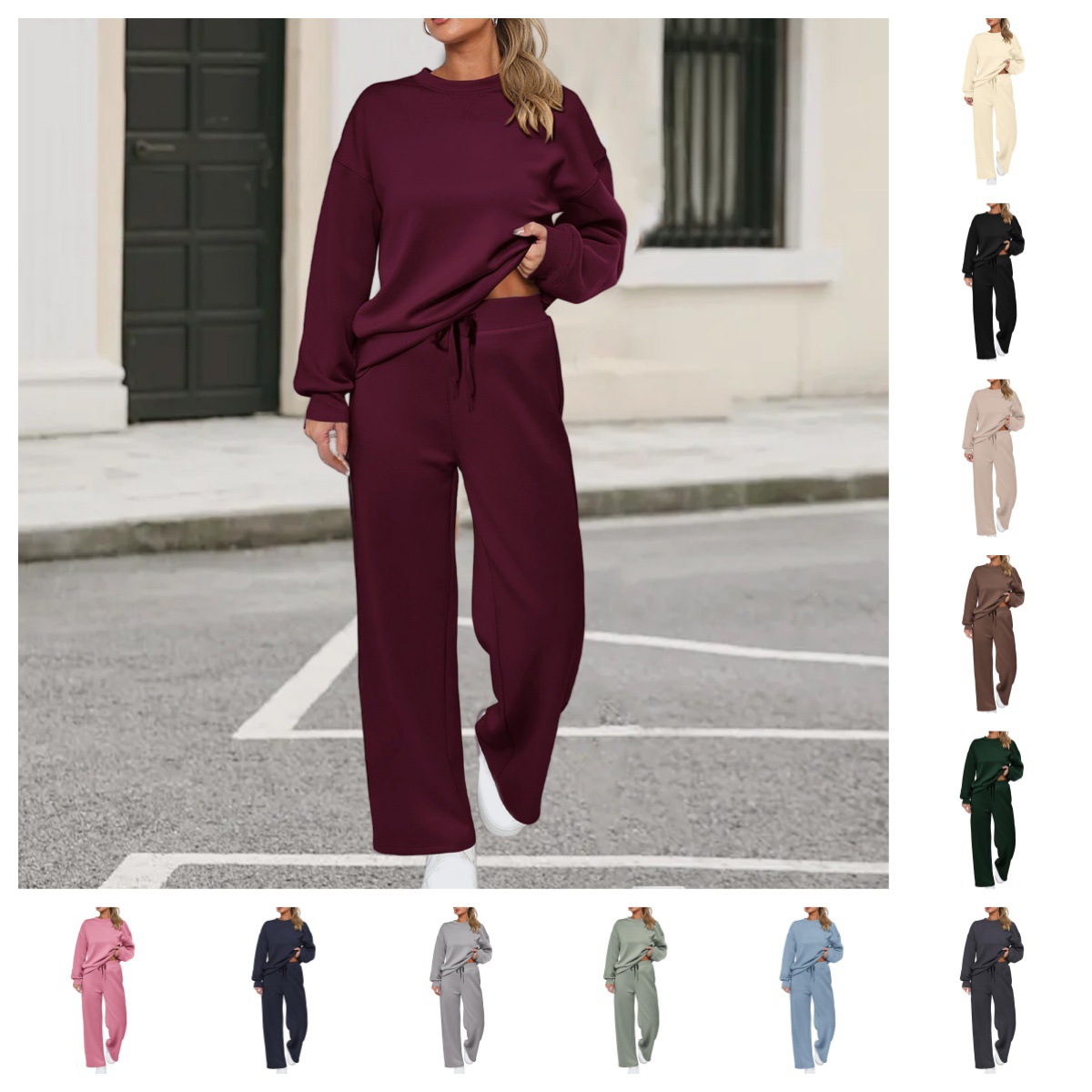 European And American Knitted Women's Two-Piece Long