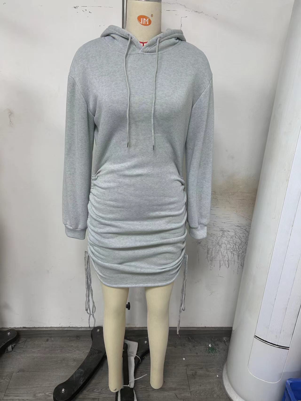 Women's hooded drawstring dress supplier image 2