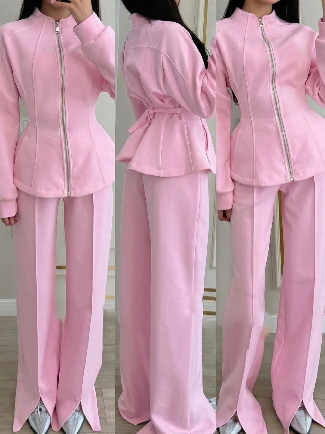 2026 Autumn High-End Light Luxury Chanel Style Outfit Two-Piece Set Solid Color Long-Sleeve Jacket European And American Amazon product image
