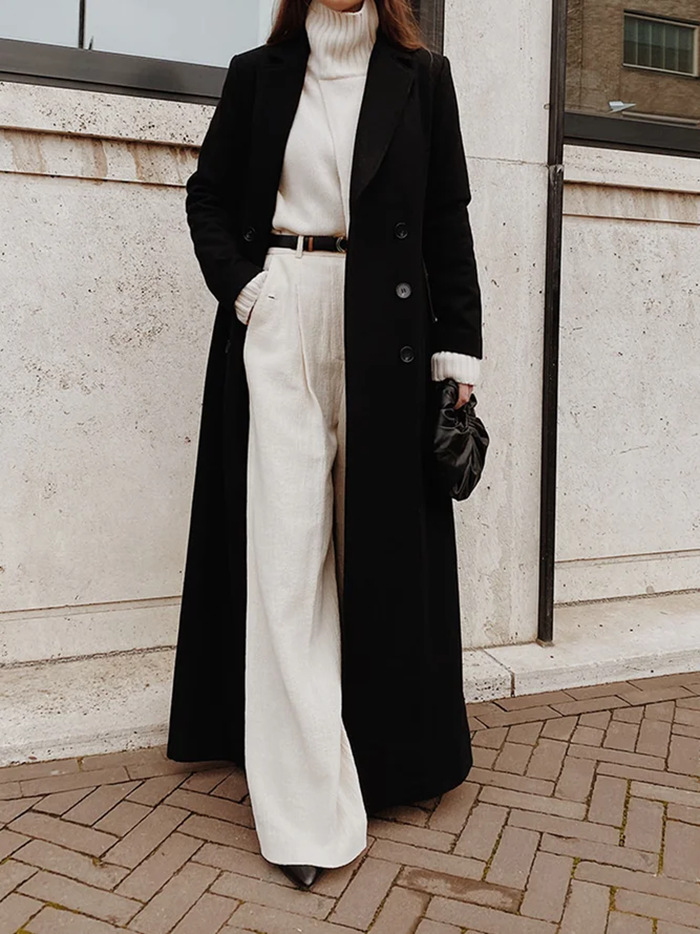 2026 Autumn Winter European And American Cross Border Women's Fashion Amazon Casual Long Solid Color Warm Woolen Coat