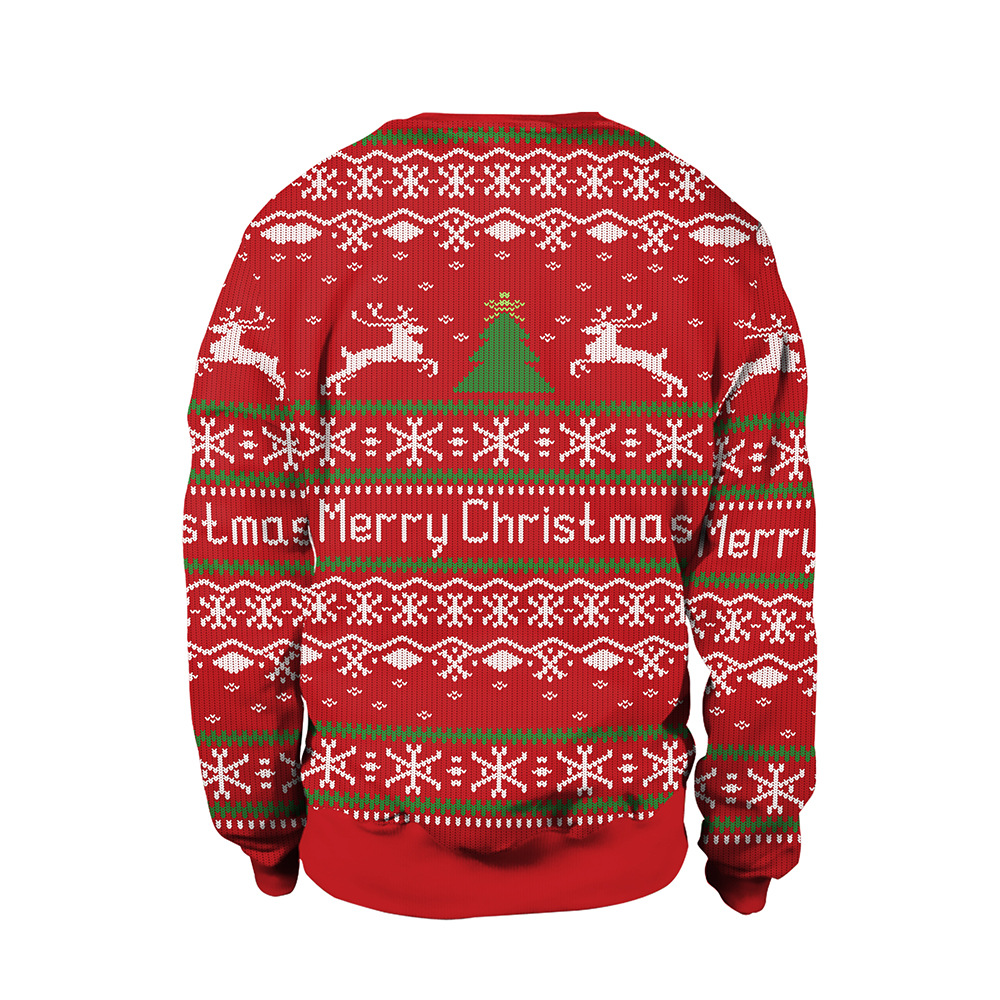 2024 Spring Cross-Border Women's New Christmas Clothing Round Neck Christmas Deer Couple Outfit Digital Printed Sweatshirt