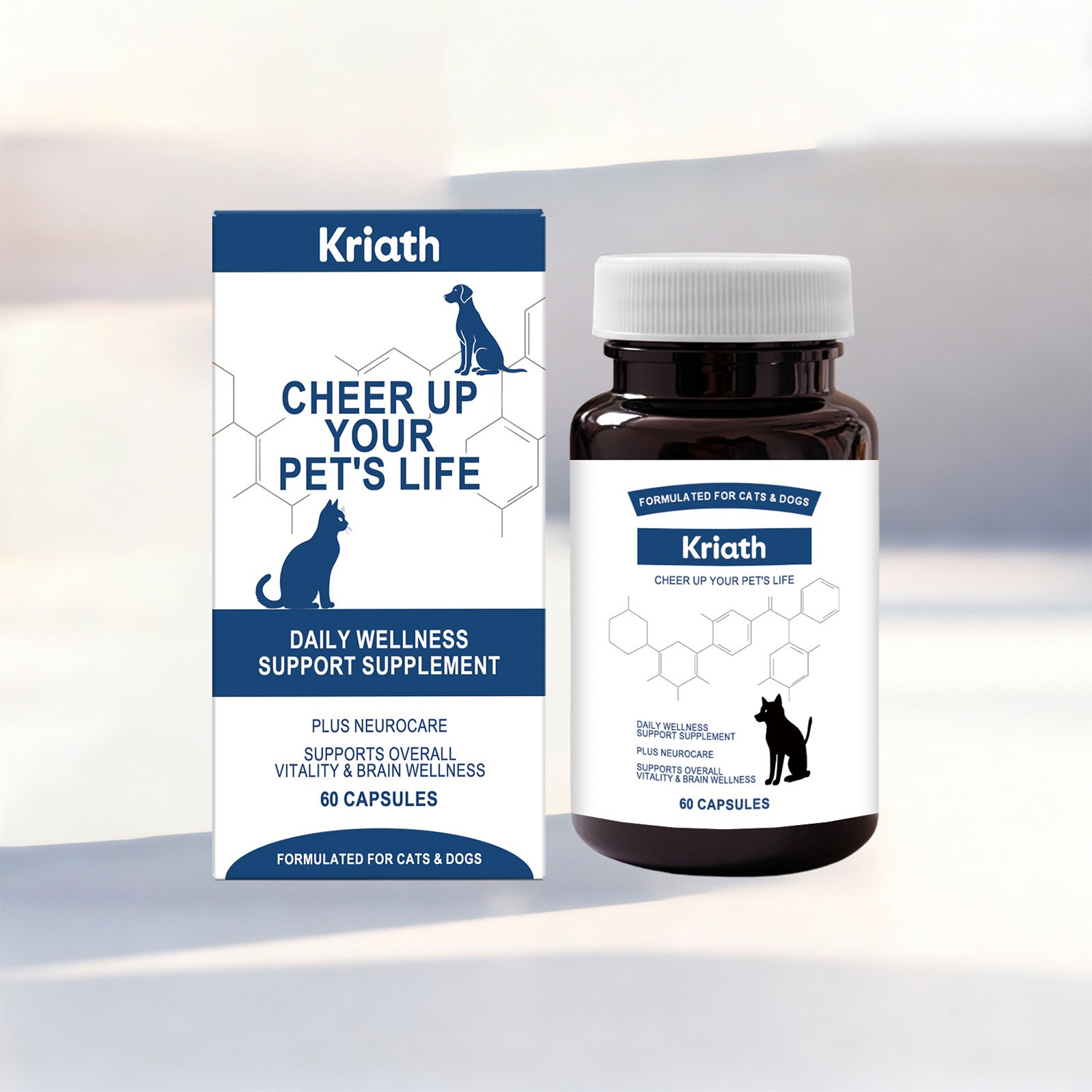 Kriath Pet Care Supplement Capsules With Mild Ingredients Suitable For Cats And Dogs For Daily Care And Nutritional Supplementation