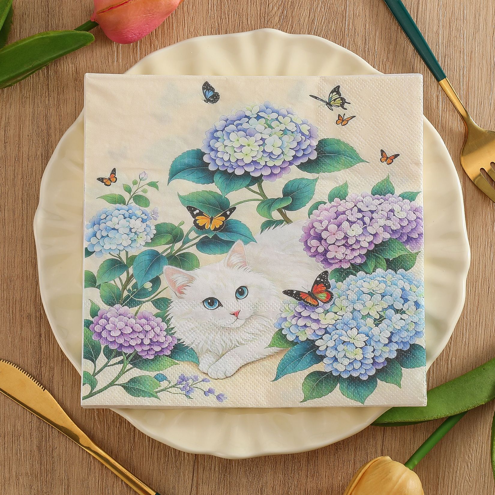 Kitten Print Napkins Party Napkins Themed Party Colorful