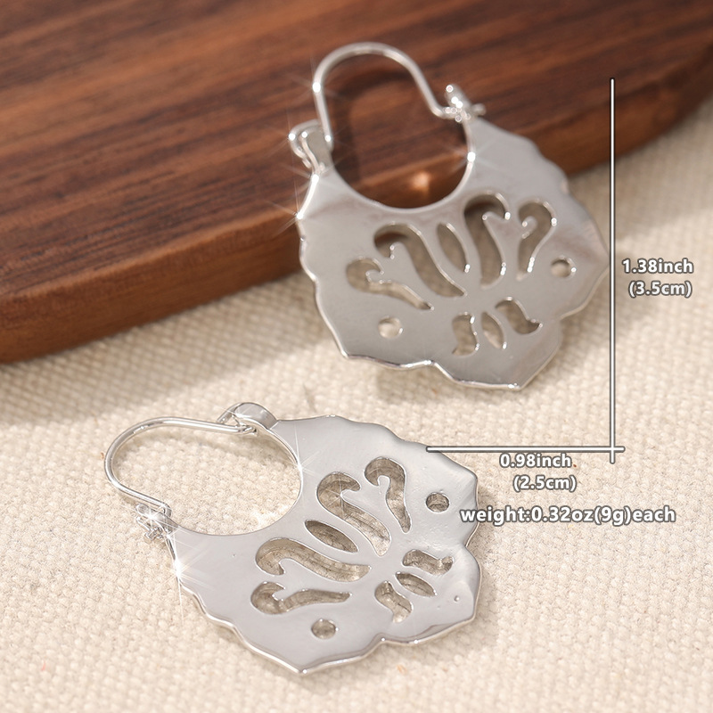 Vintage Abstract Cutout Drop Earrings Silver Tone Brass Women Daily Party Fashion Jewelry Elegant Artistic 5
