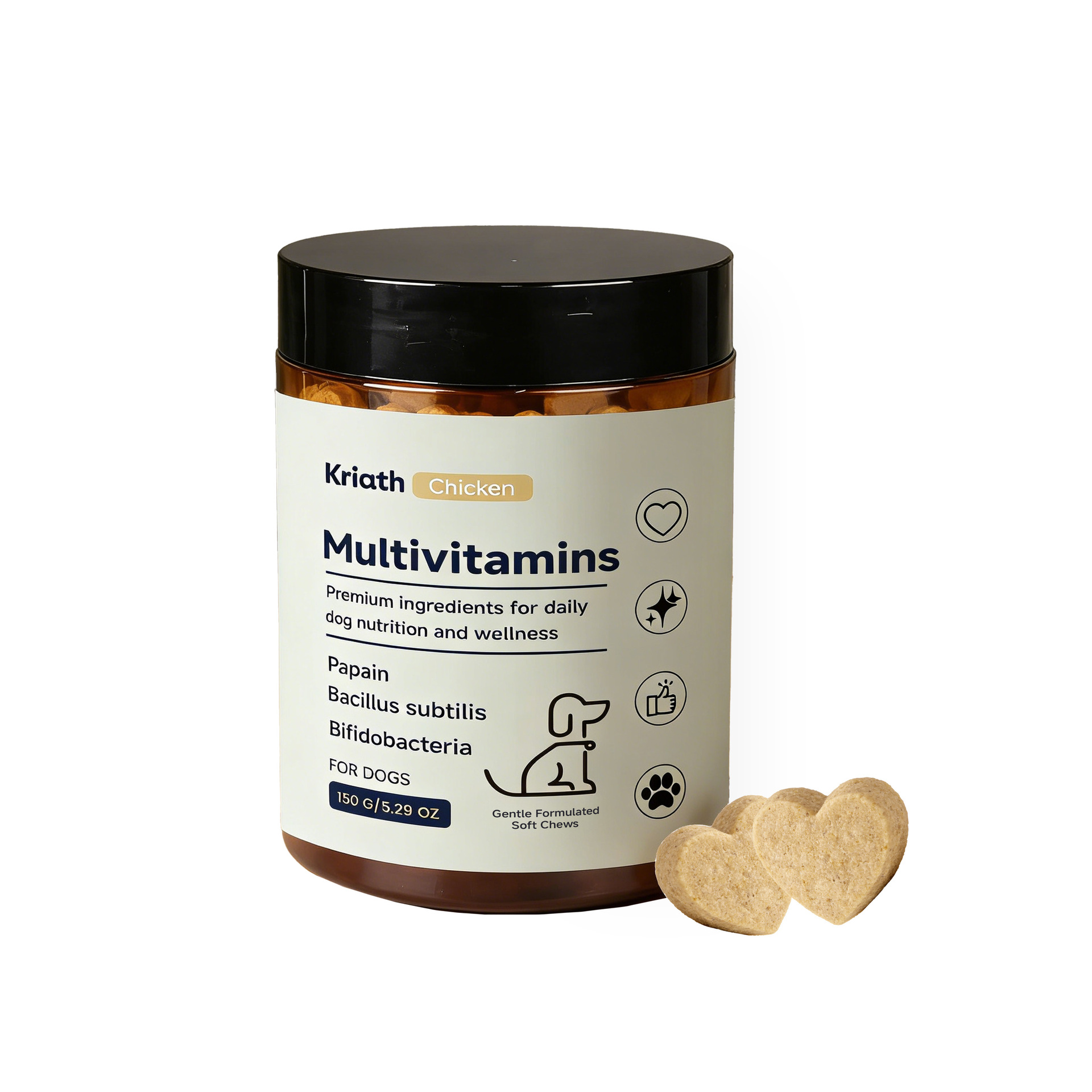 Kriath Dog Multivitamin Chewable Tablets Mild Formula For Daily Care Of Dog Body Balance And Nutrition