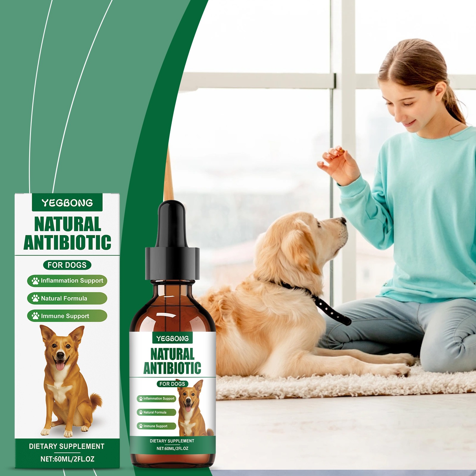 Yegbong Multivitamins For Dogs, Mild Formula To Care For Skin Discomfort, Daily Nutrient Supplement