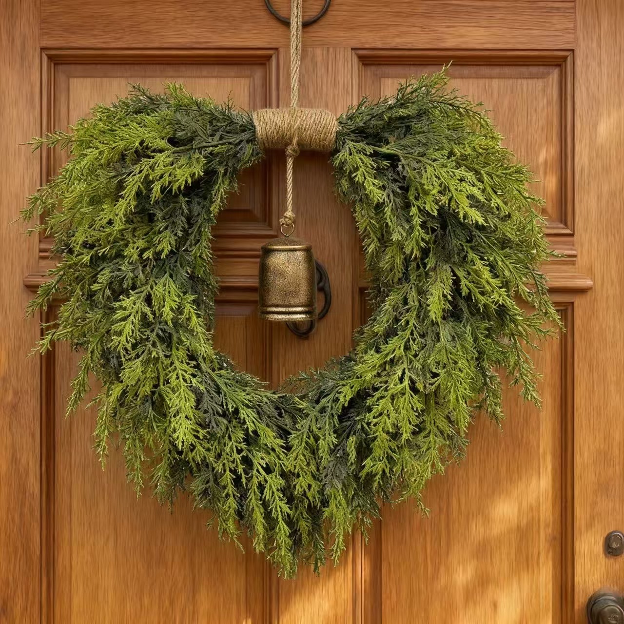 Heart Shaped Cedar Wreath with Bell, picture 3 of 4