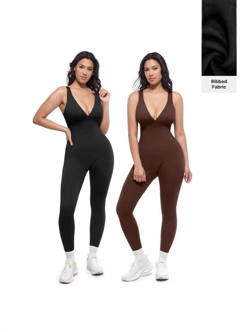 Cross-Border High-Elastic Fitness Vest Seamless Aerial Yoga Jumpsuit Tummy Control Tight-Fitting Sports Beauty Back Long Jumpsuit For Women
