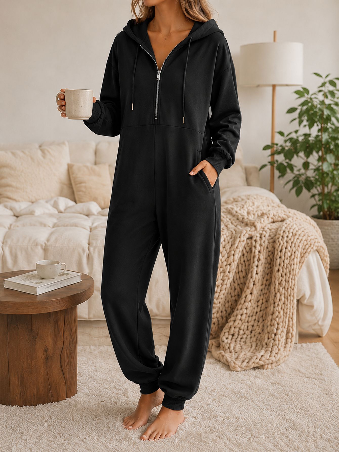 Hooded Loungewear Jumpsuit