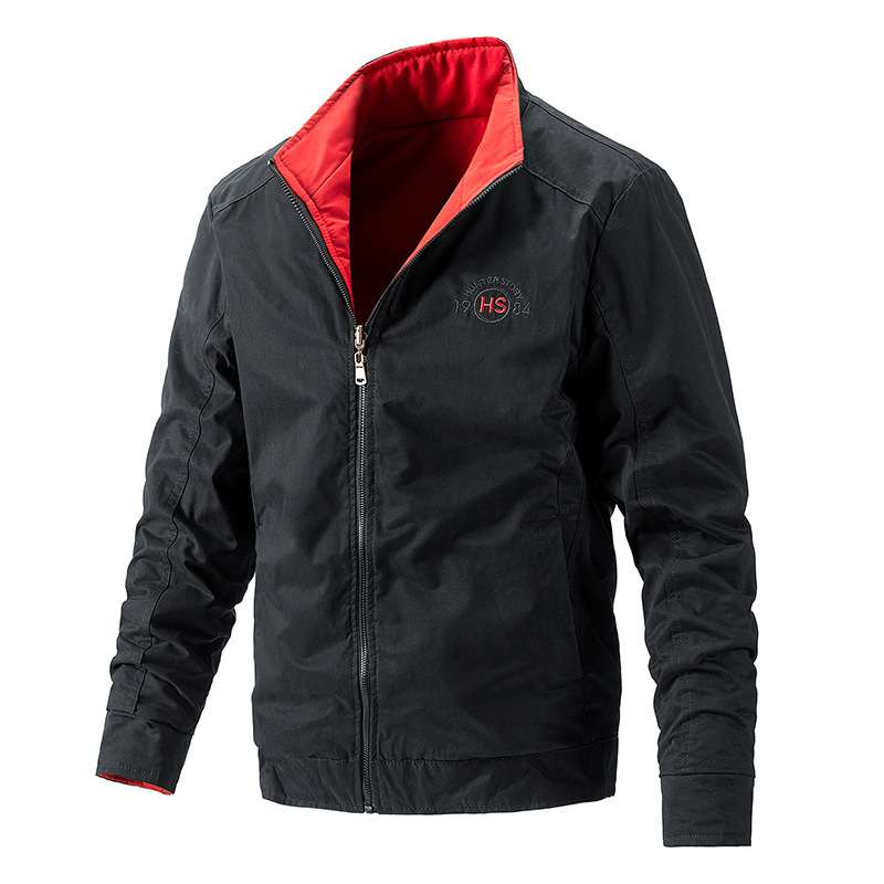Cross-border Foreign Trade New Double-sided Washed Jacket Business Casual Spring Men's Coat Stand Collar Jacket Coat