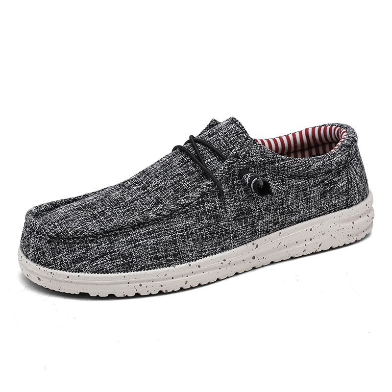 Cross-Border Large Size Men's Shoes, Loafers, Korean Style Fashionable Casual Trendy Men's Breathable Lightweight Lazy Slip-On Light Canvas Shoes