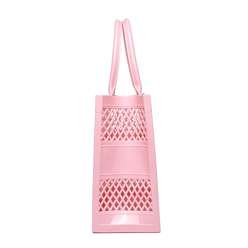 Cross-Border Pvc Jelly Bag, Fashionable And Versatile, Large Capacity, Candy-Colored Hollow-Out Tote Handbag, Vegetable Basket, Beach Bag — view 2