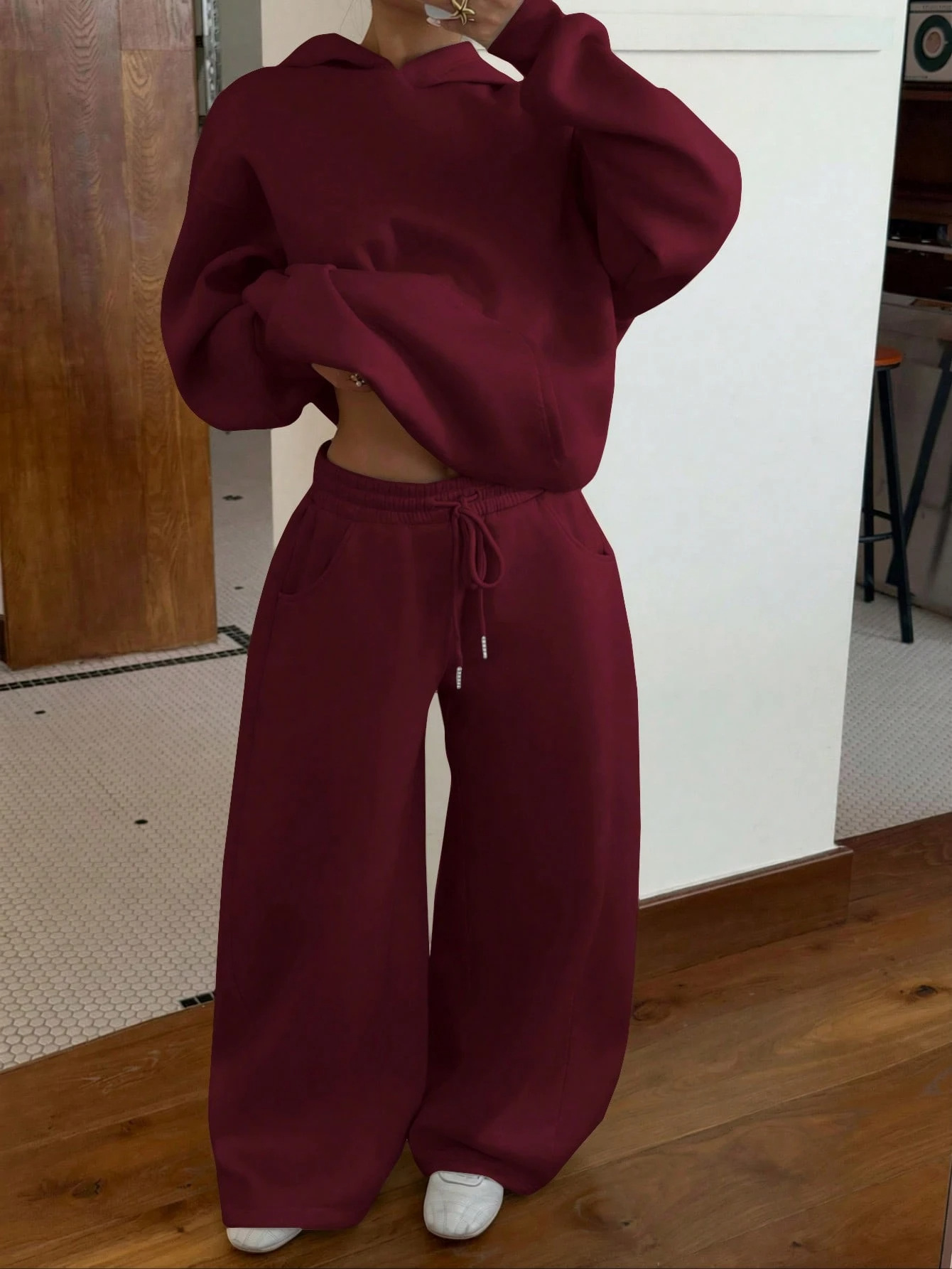 2026 New Women's Clothing Amazon European And American Women's Sports Suit Street Style Fleece Casual Fashion Sweatshirt Two-Piece Set