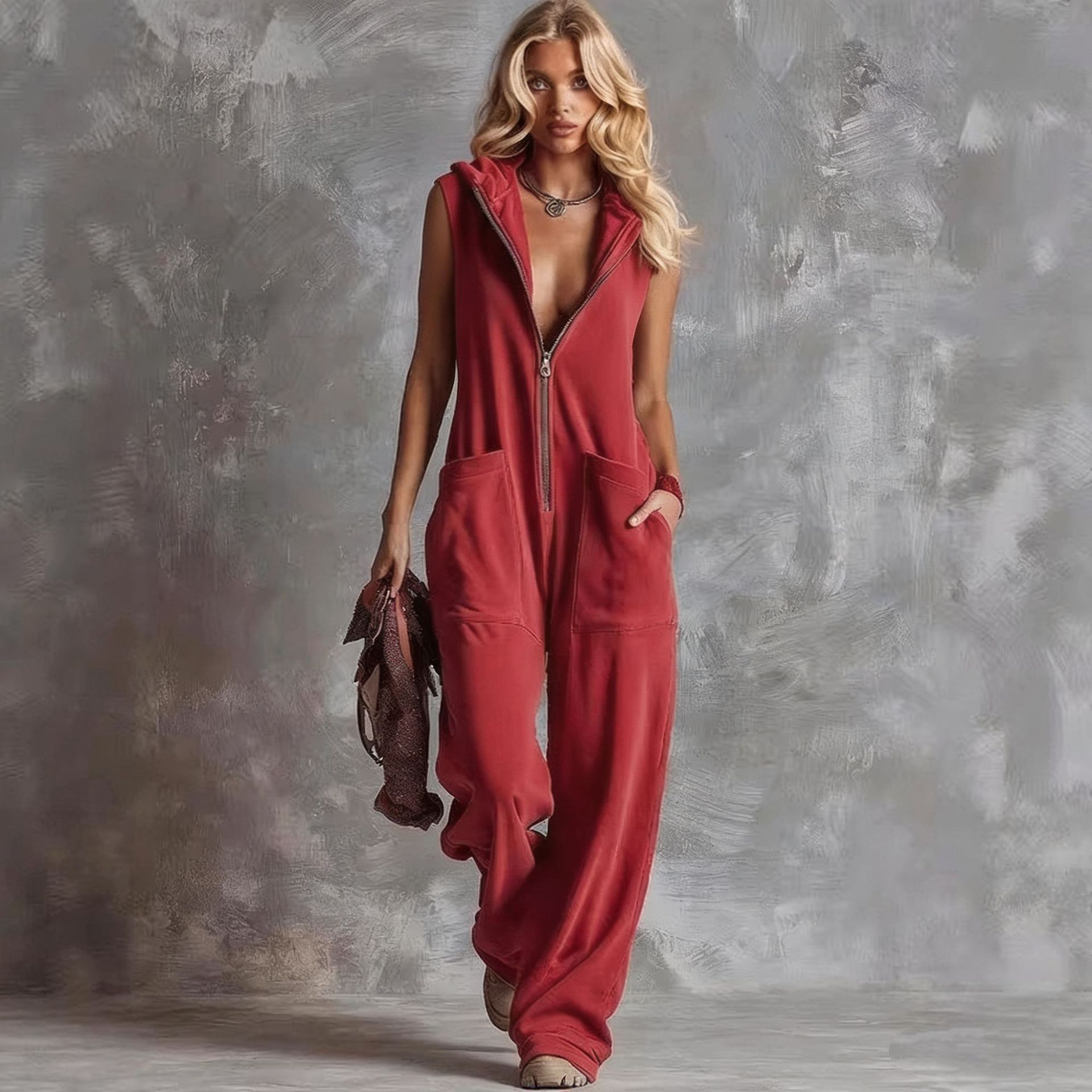 Women's hooded jumpsuit supplier image 6