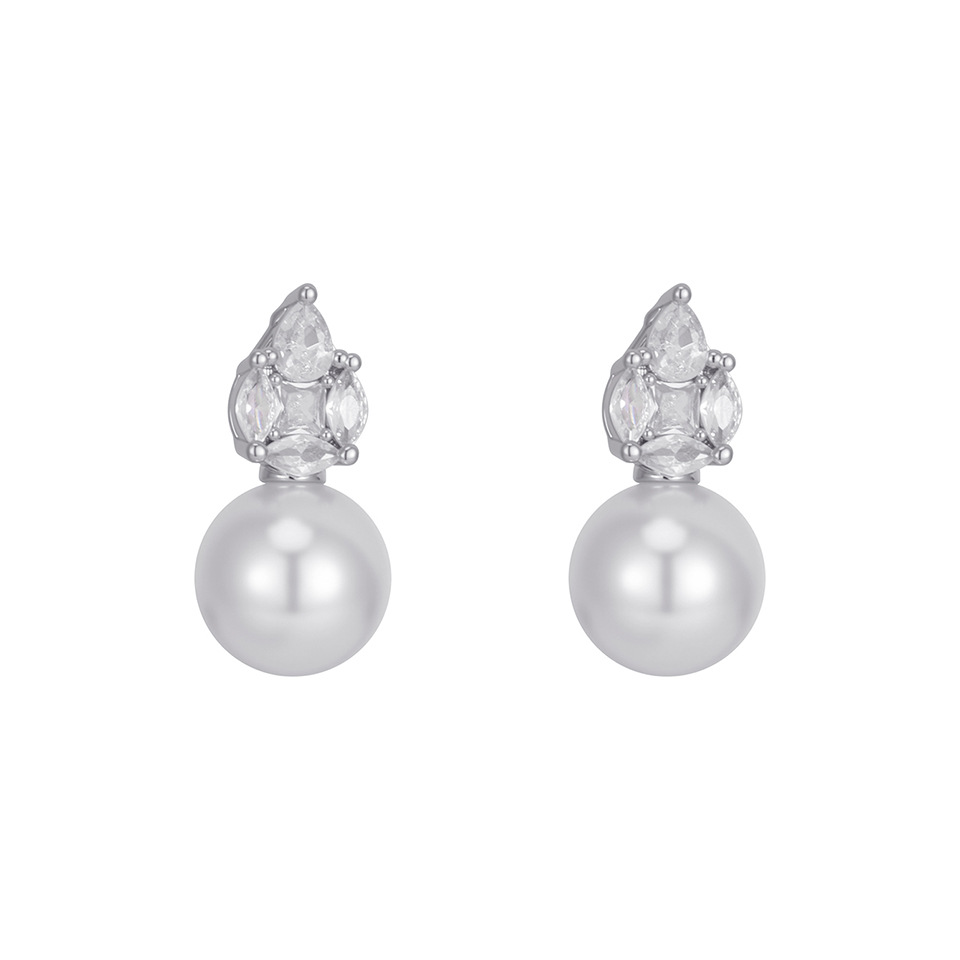 Boucles d'oreilles pendantes en zircon cubique – Grappe goutte d'eau brillante