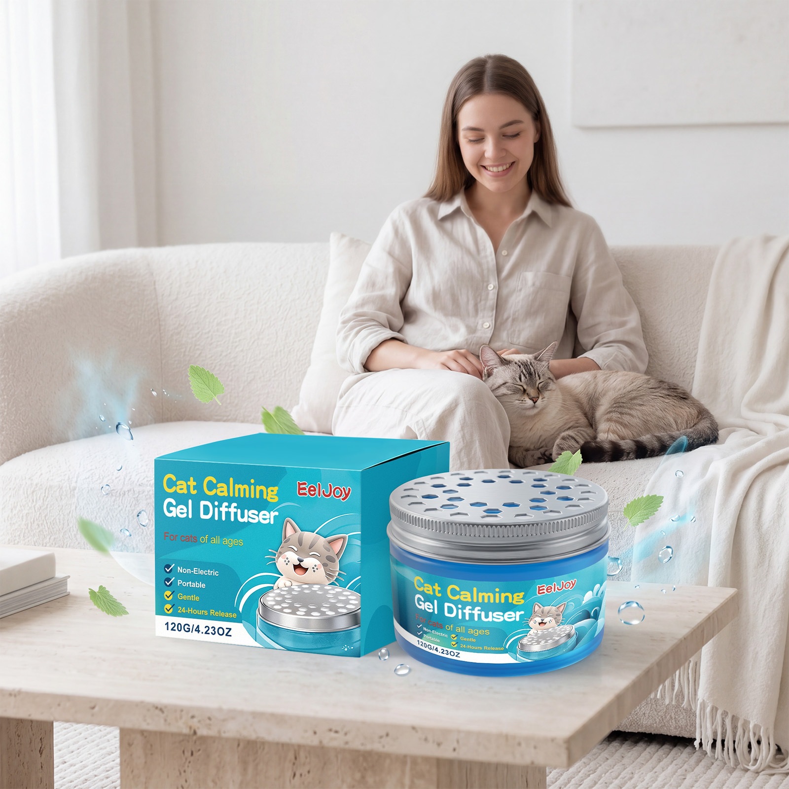 Eeljoy Cat Comfort Gel Diffuser Daily Care For Cat Emotions Indoor Friendly Calming Diffuser