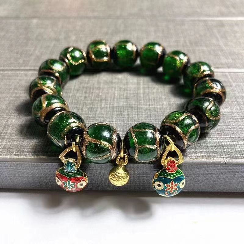 Ash Glazed Bead Bracelet, Gold Foil Bead Three-Way Jewelry Accessories, Seven-Colorful Glazed Bead Bracelet Available For Wholesale