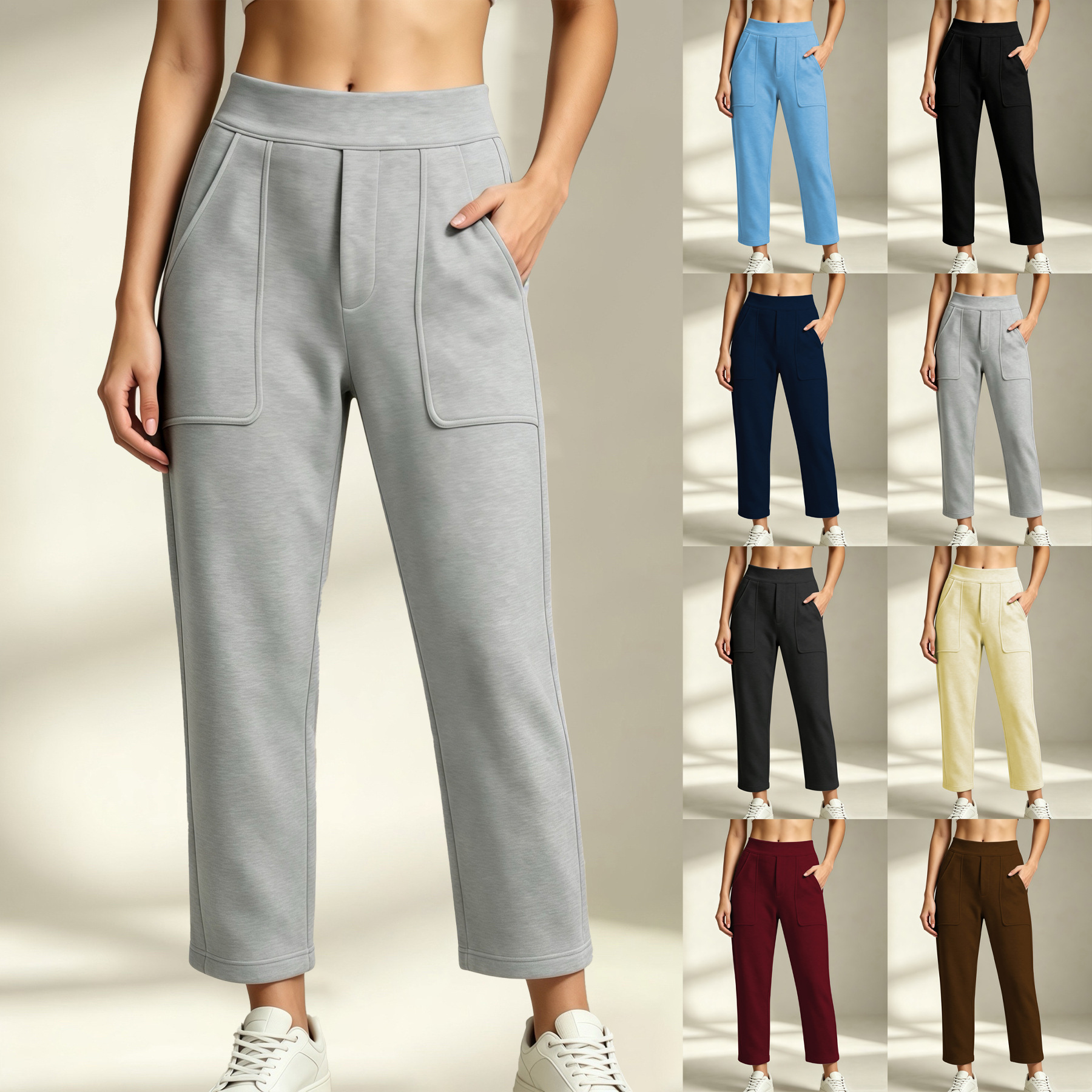 2026 Autumn-Winter New Style European Cross-border Foreign Trade Supply Warm And Fashionable Casual Loose Women's Straight Leg Pants Trousers