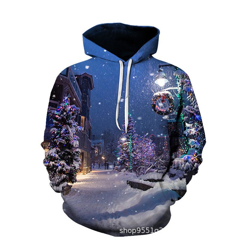 Winter Santa Claus 3D Digital Printing Unisex Hooded Sweatshirt