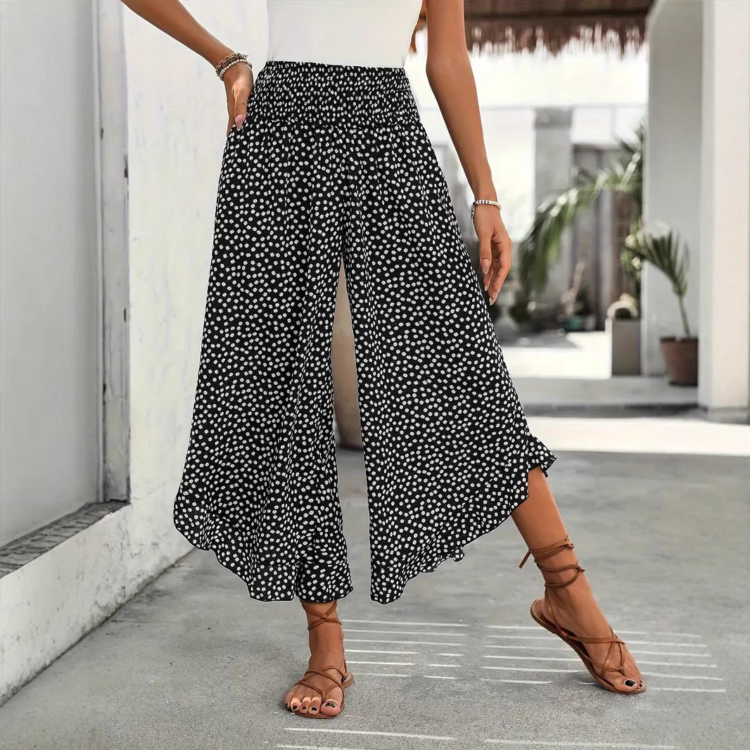 Women High Waisted Polka Dot Wide Leg