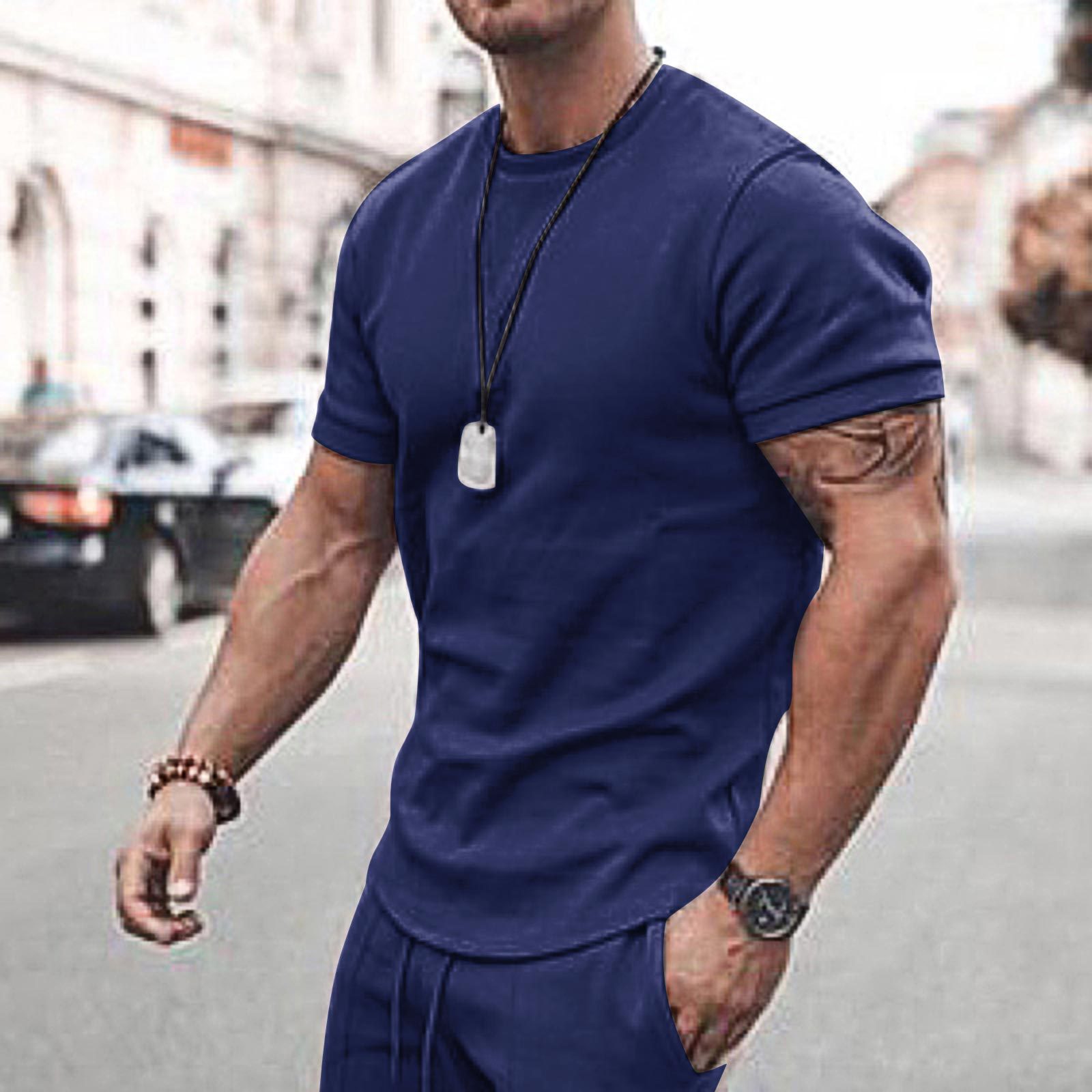 European And American Ebay Men's Summer Short-Sleeved Shorts Suit Sports Casual Men's Fashion Trend