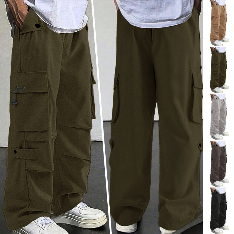 Men's American Functional Paratrooper Cargo Pants, Loose Wide Straight-Leg Quick-Dry Breathable Trendy Casual Trousers For Autumn