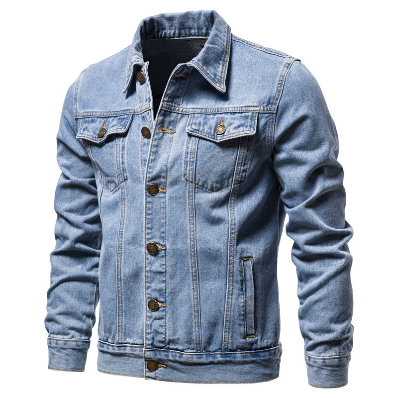 2026 Autumn Winter European Size Trendy Men's Denim Jacket Cotton Fashion Casual Slim Fit Men's Coat Trendy Brand