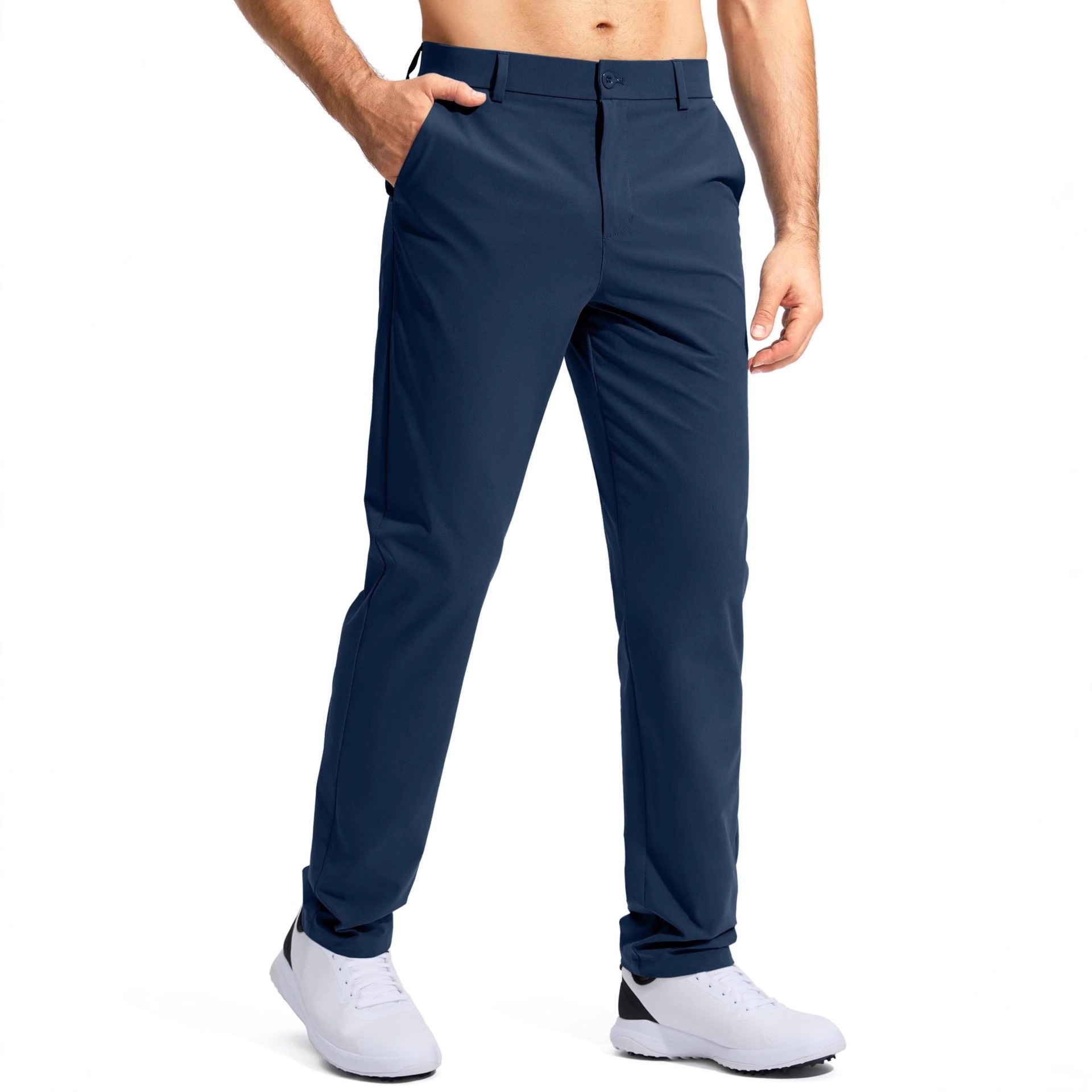 2026 Spring Summer  New Men's Mid Waist Golf Pants Large Size Straight Leg Solid Color Quick-Dry Lightweight Dress Pants