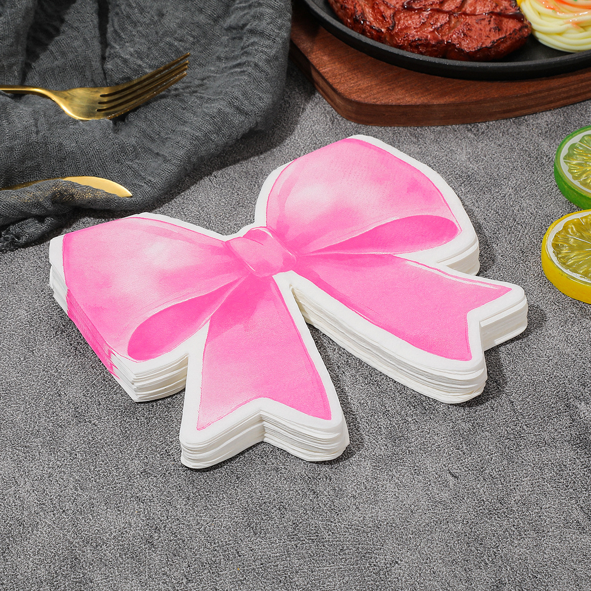 Bow-Shaped Special-Shaped Printed Napkins Party Napkins