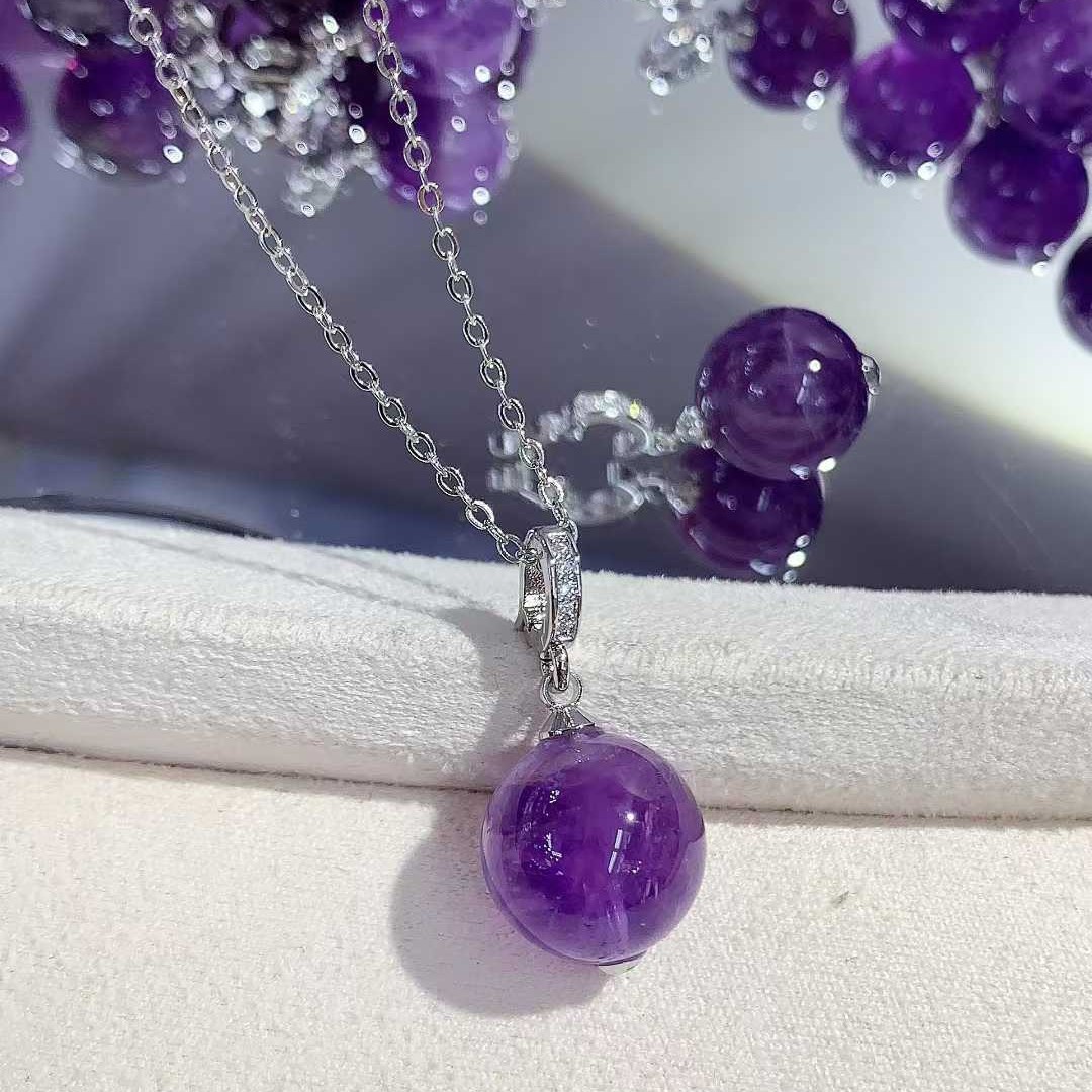Wholesale Natural Amethyst Pendant Necklace With Rich Colors And Clean Crystals, Versatile Collarbone Chain, Niche Product, Direct Factory Sales