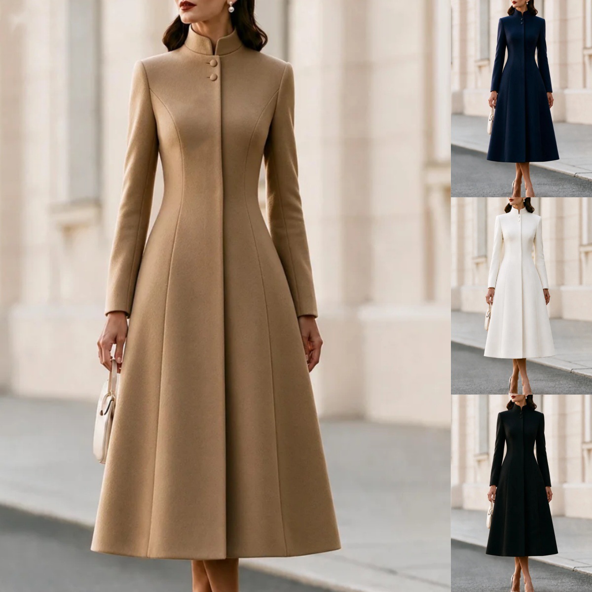 Stand Collar Coat Dress