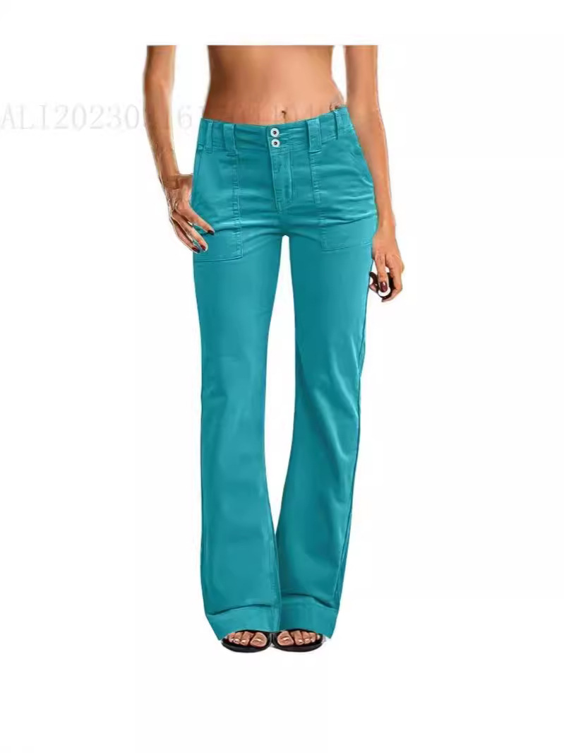 Amazon European And American Women's Loose Straight Jogging Pants Lightweight Sports Pants Zipper Pocket Sports Fitness Pants — image 7 of 15