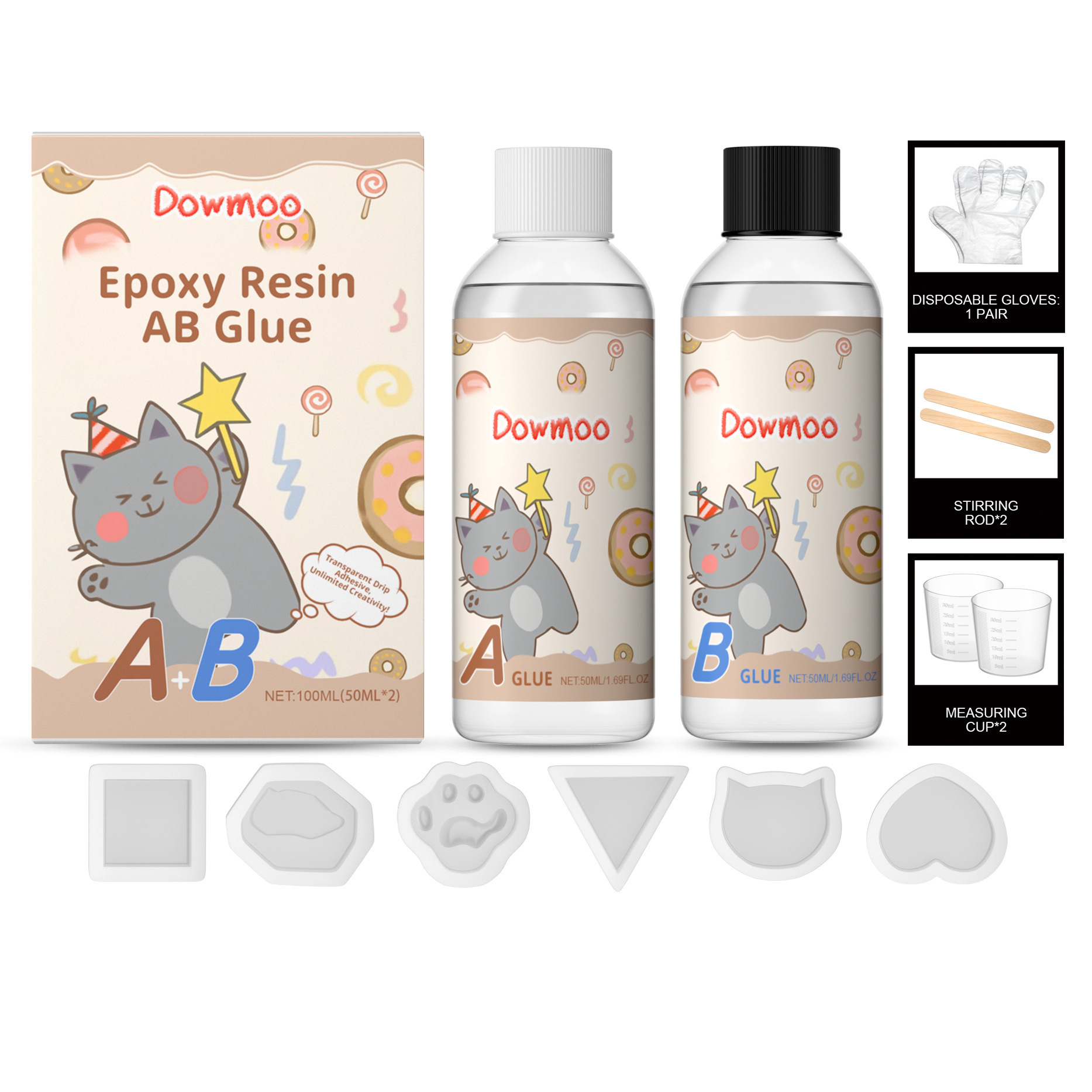 Dowmoodiy Transparent Epoxy Resin Ab Set Handmade Jewelry Odorless Quick-Drying Crystal Glue