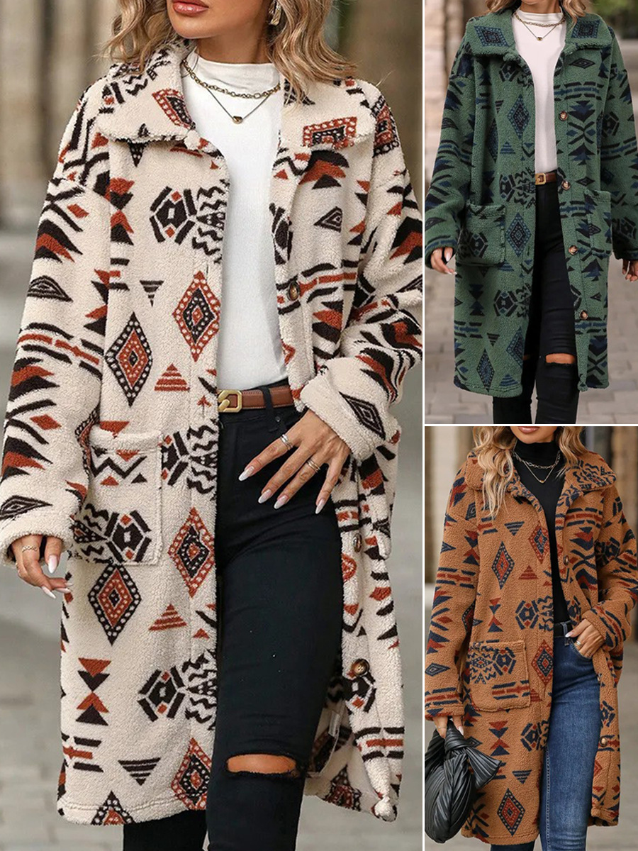 Amazon Women's European And American Cross-Border 2025 Autumn And Winter Hot Selling Popular Lapel Long Sleeve Stuffed Coat Women's Long Jacket