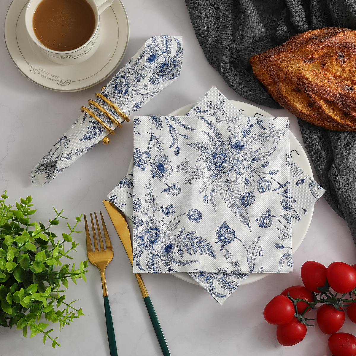 Printed Napkins Holiday Party Plant Tableware Decorative