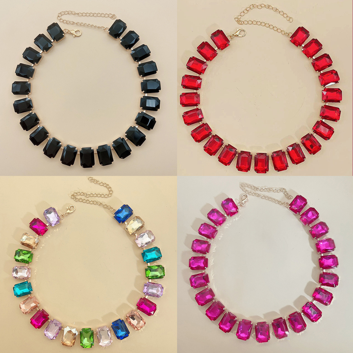 European And American Explosions Exaggerated Full Diamond Light Luxury Retro Crystal Neck Chain Women's Fashion Collar Personalized Necklace Necklaces