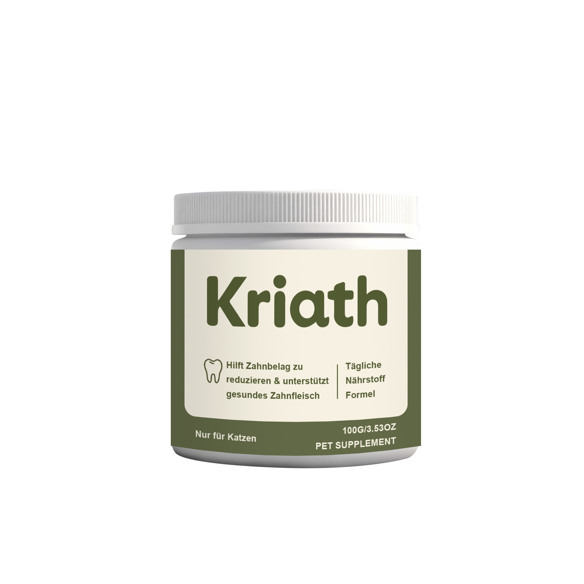 Kriath Cat Dental Care Nutrient Powder Freshens Cat's Oral Hygiene, Removes Pet Tartar, Convenient For Feeding - Default