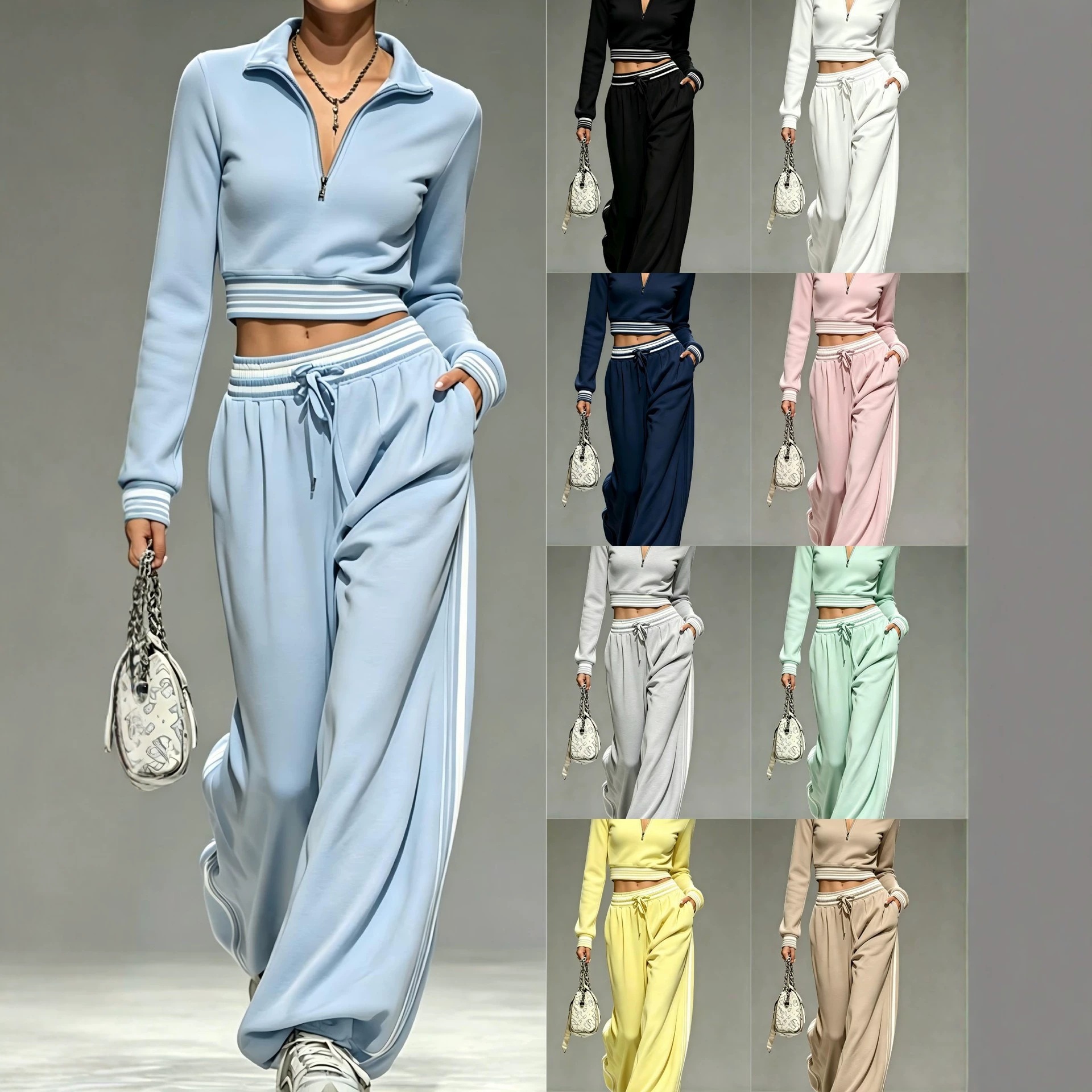 Independent Website  European And American Cross-border Trendy Women's Clothing Autumn And Winter New Fashion Casual Sports Suits For Elegant Commuting