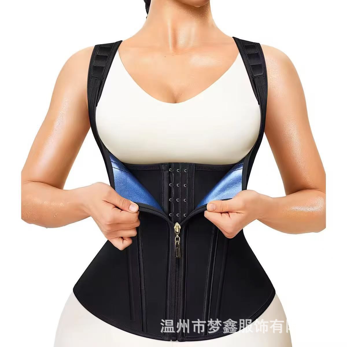 Women's Waist Trainer Corset, Zipper & Hook Sauna Sweat Vest, Tummy Control Body Shaper Shapewear For Workout Fitness — image 2 of 8