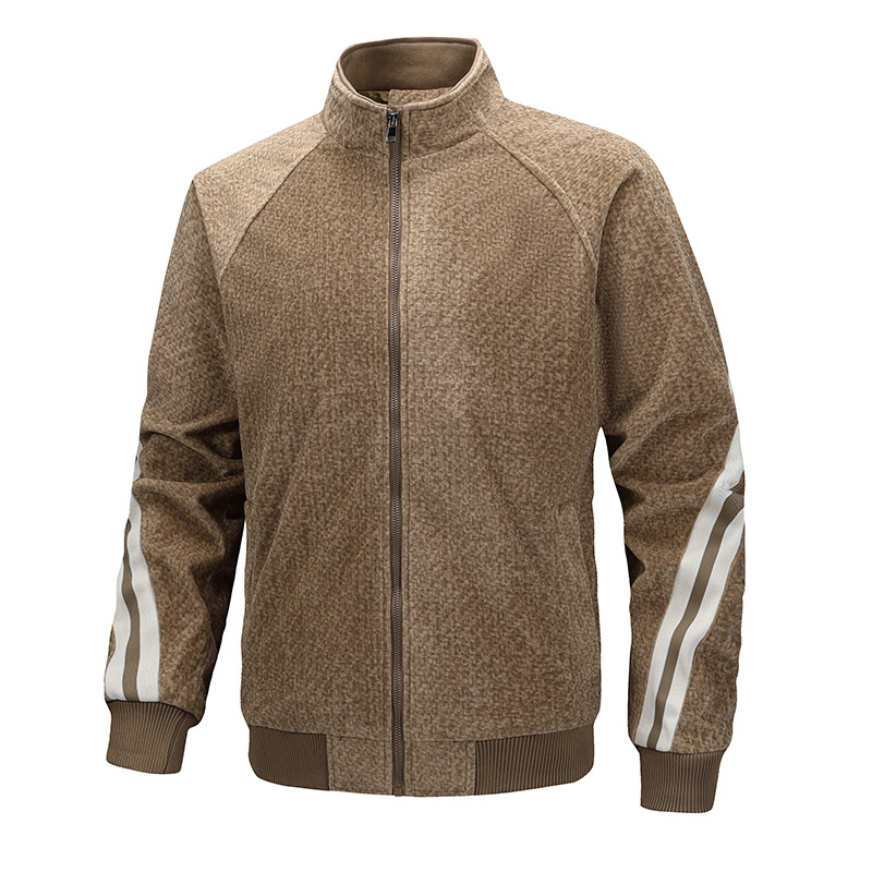 Men's Foreign Trade Spring And Autumn Suede Jacket, Niche, Lightweight, Retro, Japanese-style Striped Cardigan, Trendy Outerwear, Men's Spor