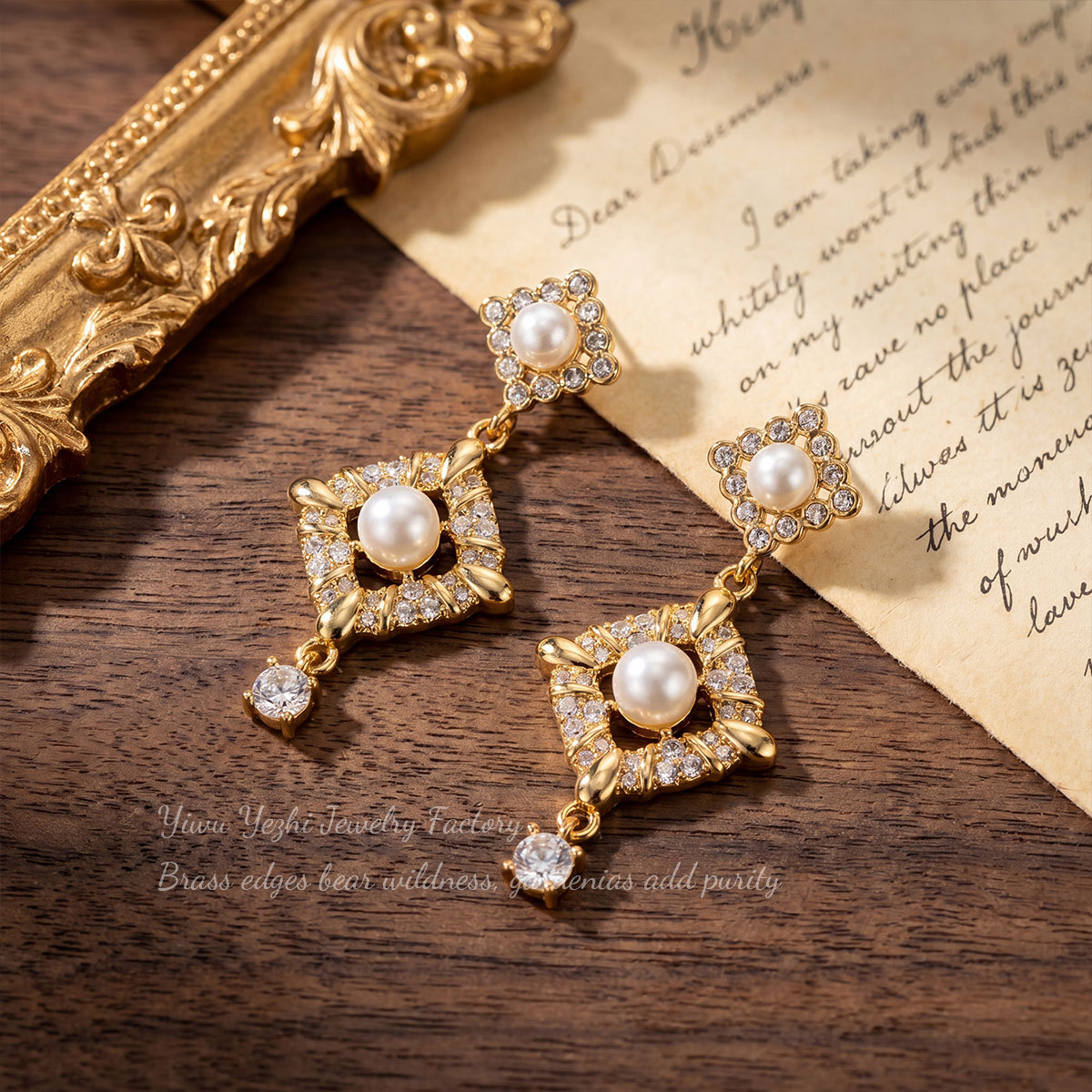 Cercei în formă de diamant în formă de perlă de zirconiu de înaltă calitate în stil coreean, cercei francezi de lux în stil de curte, accesorii pentru urechi