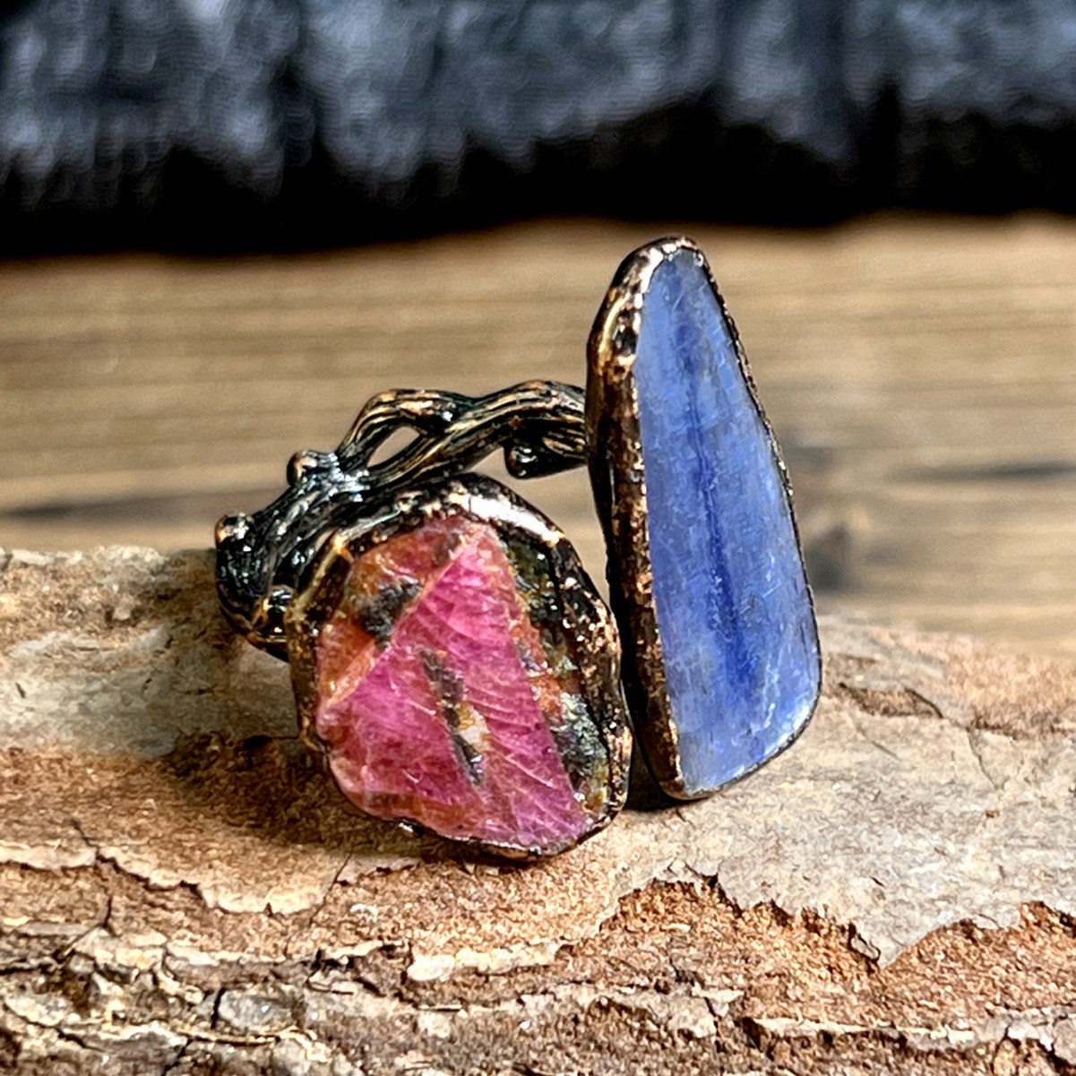 One Natural Ruby Raw Stone And Kyanite