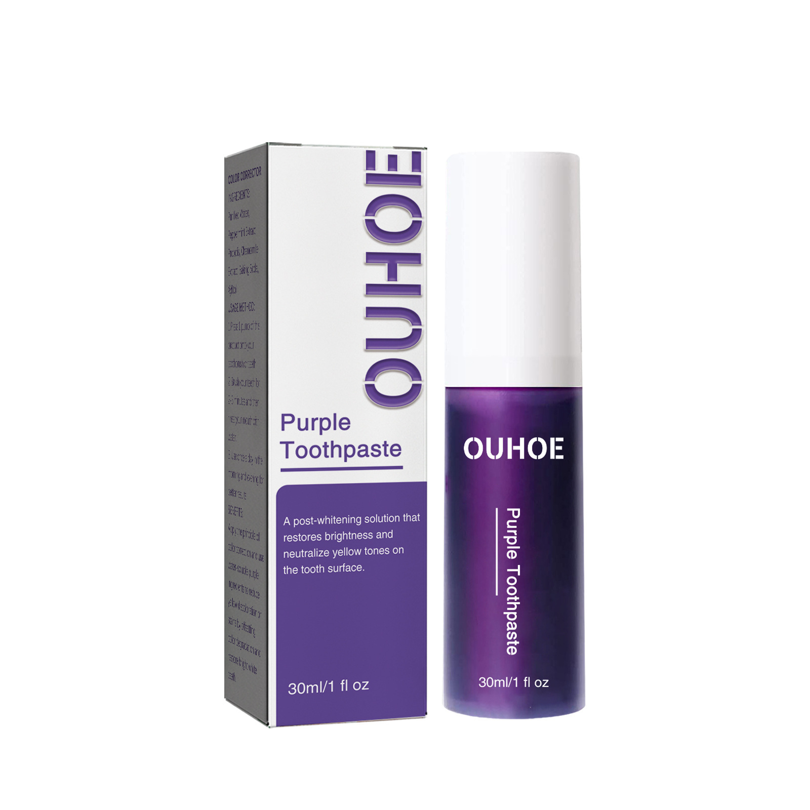 Cross-Border Ouhoe Purple Whitening Toothpaste Daily Gentle Tooth Care Cleansing Breath Care Teeth Cleaning Care